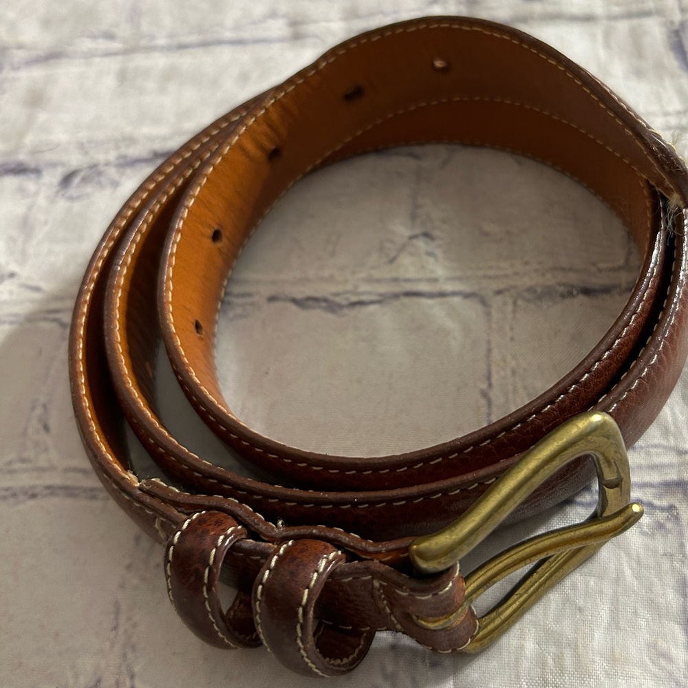 GAP VINTAGE GENUINE ITALIAN LEATHER TAIWAN MADE BRASS BUCKLE MENS SIZE 36 BELT
